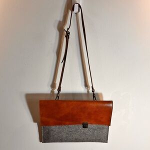 Messenger Leather Felt Brown and Gray Crossbody Bag Envelopes Style Unbranded
